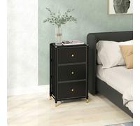 HOMCOM Chest of Drawers with 3 Drawers for Bedroom, Living Room, Black - Black - 3
