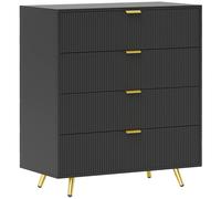 Chest of Drawers with 4 Drawers for Bedroom, Living Room, Black HOMCOM Black One Size