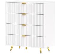 Homcom Chest Of Drawers With 4 Drawers For Bedroom, Living Room In White White