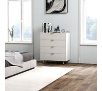 Homcom Chest Of Drawers With 4 Drawers For Bedroom, Living Room, White
