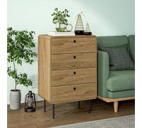 HOMCOM Chest of Drawers with 4 Drawers, Modern Dresser for Bedroom, Oak in Natural HOMCOM Natural