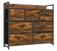 HOMCOM Chest of Drawers with 7 Drawers, Industrial Fabric Storage Unit with Top Shelf and Steel Frame for Bedroom, Rustic Brown