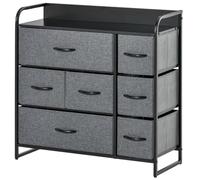 HOMCOM 7 Drawer Grey Fabric Foldable Bedroom Dresser - Wilko