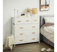 HOMCOM Chest of Drawers with 9 Drawers, Boucle Storage Organiser, Cream