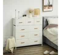 HOMCOM Chest of Drawers with 9 Drawers, Boucle Storage Organiser, Cream - Cream White - 9 - Modern