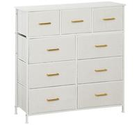 HOMCOM Chest of Drawers with 9 Fabric Drawers, Boucle Storage Organiser with Steel Frame, Fabric Dresser for Bedroom, Living Room, Hallway, Cream White
