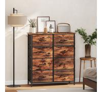 HOMCOM Fabric Chest of Drawers, 4 Drawer Dresser for Bedroom, Beige - Rustic Brown - 8 Fabric Drawers