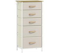 HOMCOM Chest of Five Fabric Drawers - Beige