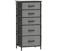 HOMCOM Chest of Five Fabric Drawers - Charcoal Grey