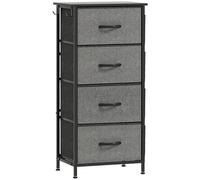 HOMCOM Chest of Four Fabric Drawers - Charcoal Grey