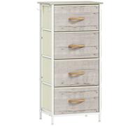 HOMCOM Chest of Four Fabric Drawers - Natural Wood Finish