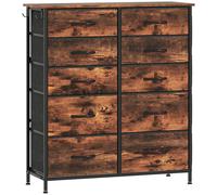 HOMCOM Chest of Ten Fabric Drawers - Rustic Brown