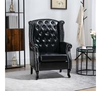 HOMCOM Wingback Armchair - Chesterfield-style High Back Fireside Chair - Tufted Upholstered Accent Chair with Nailhead Trim for Living Room - Bedroom