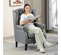 HOMCOM Chesterfield-style Wing Back Armchair Tufted Accent Chair Grey - Grey