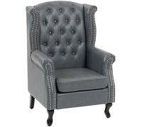 HOMCOM Chesterfield-style Wing Back Armchair Tufted Accent Chair Grey, Grey