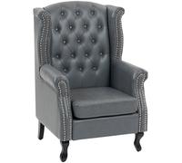 HOMCOM Chesterfield-style Wing Back Armchair Tufted Accent Chair Grey | TJ Hughes