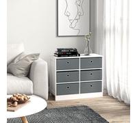HOMCOM Chests of Drawer Fabric Dresser Storage Cabinet w/ 6 Drawers for Bedroom