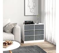 HOMCOM Chests of Drawer Fabric Dresser Storage Cabinet w/ 6 Drawers for Bedroom