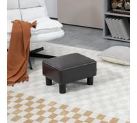 Homcom Chic Faux Leather Footstool Ottoman Cube With 4 Plastic Legs Brown
