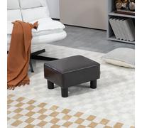 HOMCOM Chic Faux Leather Footstool Ottoman Cube with 4 Plastic Legs Brown