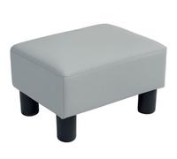 HOMCOM Chic Faux Leather Footstool Small Footrest with 4 Plastic Legs, Grey