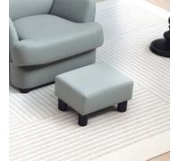 HOMCOM Chic Faux Leather Footstool Small Footrest with 4 Plastic Legs, Grey | Size: 40 cm x 30 cm HOMCOM Grey 40 cm x 30 cm