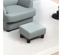 HOMCOM Chic Faux Leather Footstool Small Footrest with 4 Plastic Legs, Grey