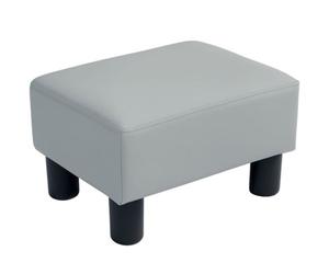 HOMCOM Chic Faux Leather Footstool Small Footrest with 4 Plastic Legs, Grey