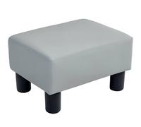 Homcom Chic Faux Leather Footstool Small Footrest With 4 Plastic Legs, Grey Grey
