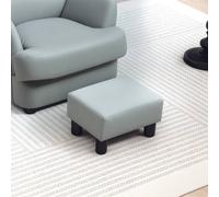 HOMCOM Chic Faux Leather Footstool Small Footrest w/ 4 Plastic Legs, Grey, Grey