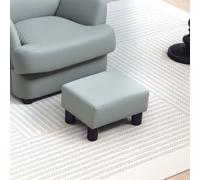 HOMCOM Chic Faux Leather Footstool Small Footrest w/ 4 Plastic Legs, Grey, Grey