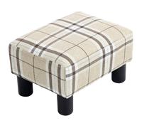 Homcom Chic Linen Fabric Foot Stool Ottoman Cube With Legs Multi