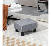 Homcom Chic Linen Fabric Footstool Ottoman Cube With 4 Plastic Legs Grey