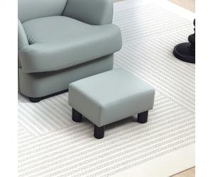 HOMCOM Chic Linen/PU Footstool Ottoman Cube with 4 Plastic Legs - Grey - PU - 40cm x 30cm x 24cm