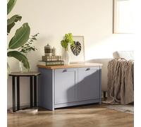 HOMCOM Chic Shoe Cabinet 4 Storage Units Wood Effect Top Entryway in Grey HOMCOM Grey