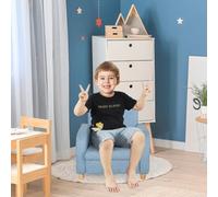 HOMCOM Child Armchair Wood Frame w/ Padding Seat Low-Rise Bedroom Blue