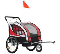 HOMCOM Child Bike Trailer for 2 Kids 5 Point Harness Steel Frame Red