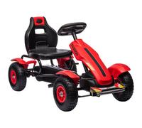 HOMCOM Children Pedal Go Kart, Kids Ride On Racer with Adjustable Seat, Inflatable Rubber Tyres, Handbrake, for Ages 5-12 Years - Red White