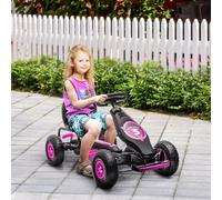 HOMCOM Children Pedal Go Kart, Racing Go Cart w/ Adjustable Seat Rubber Wheels in Pink HOMCOM Pink