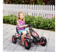 HOMCOM Pedal Go-Kart: Adjustable Seat, Inflatable Tyres & Handbrake for Kids, Red Aosom UK