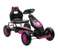 HOMCOM Children Pink Pedal Go Kart W/ Adjustable Seat Rubber Wheels Brake, Pink