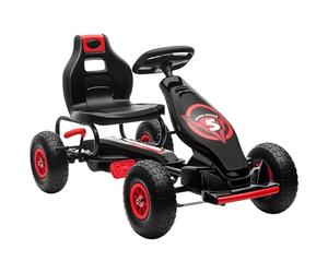 HOMCOM Children Pedal Go Kart, Raving Go Kart with Adjustable Seat, Inflatable Tyres, Shock Aborb, Handbrake, for Ages 5-12 Years - Red