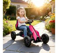 HOMCOM Children Pedal Go Kart w/ Adjustable Seat - Handbrake - Pink | TJ Hughes Black
