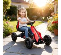 HOMCOM Children Pedal Go Kart, Kids Ride on Racer w/ Adjustable Seat, Shock Absorption EVA Tyres, Handbrake, for Kids Aged 3-8, Red Aosom UK