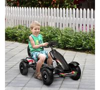 HOMCOM Children Pedal Go Kart, Kids Ride On Racer with Adjustable Seat, Inflatable Rubber Tyres, Handbrake, for Ages 5-12 Years - Black