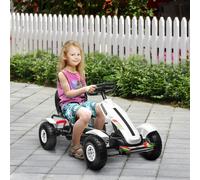 HOMCOM Children Pedal Go Kart w/ Adjustable Seat, Inflatable Tyres in White HOMCOM White