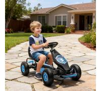 HOMCOM Children Pedal Go Kart, Raving Go Kart w/ Adjustable Seat for 5-12 Years in Blue HOMCOM Blue