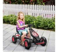 Homcom Children Red Pedal Go Kart W/ Adjustable Seat Rubber Wheels Brake, none