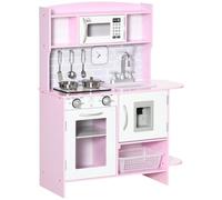 HOMCOM Kitchen Set for Kids W/ Lights Sounds - Microwave - Sink - for Aged 3-6 | TJ Hughes