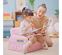 HOMCOM Children's Armchairs Kids Toddler Sofa Chair 2 in 1 Sofa Bed Folding Couch Soft Flannel Sponge Playroom Bedroom Living Room Pink Pink